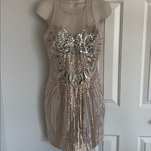 Silver and gold sequin cocktail dress